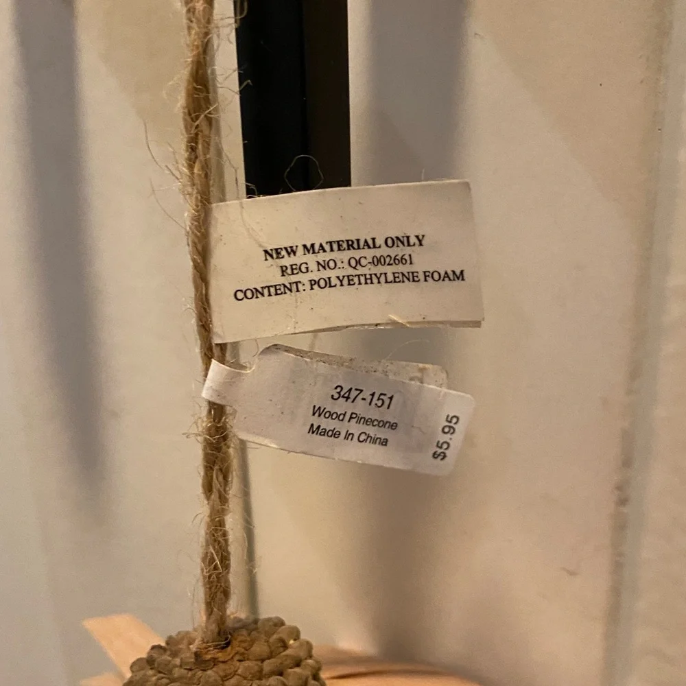 🎄 CRATE & BARREL Wood Pinecone Christmas Ornament, Qty 9